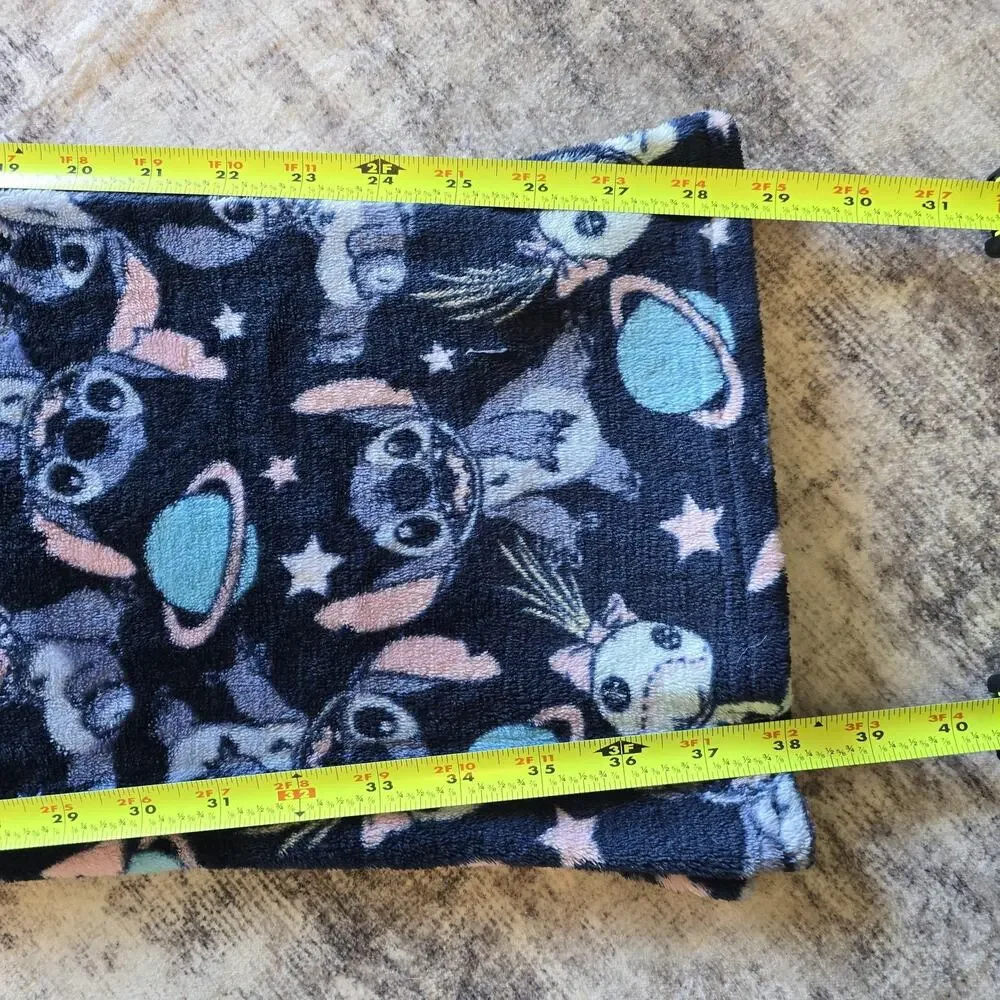 Disney Stitch Sleepwear Pants Women Medium Blue Space Soft Fleece Lounge Comfort - Picture 7 of 9